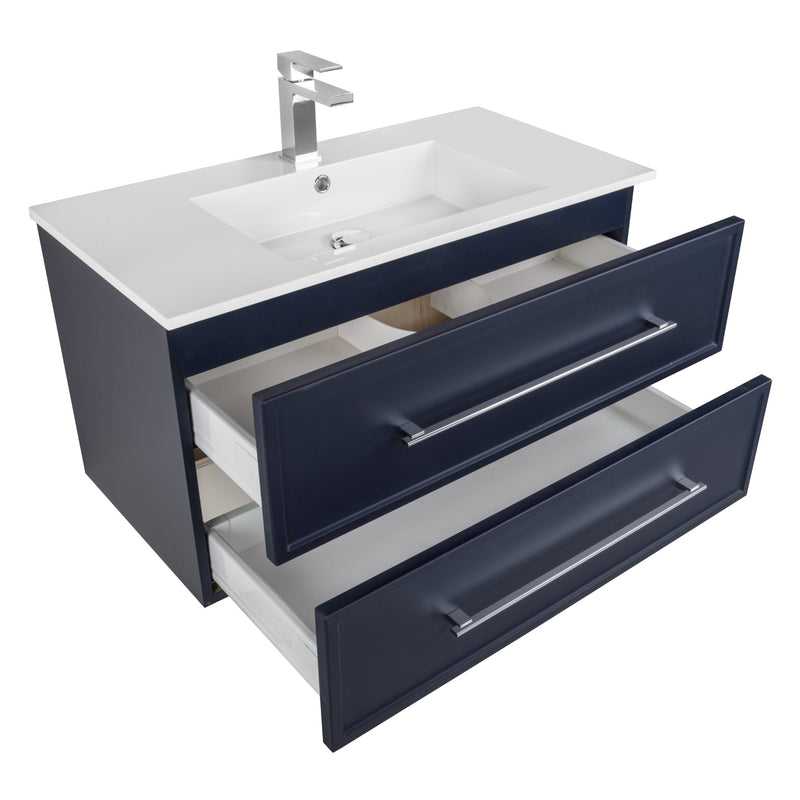 Cutler FV BLUE30MS Milano 30" Single Sink Wall Mount Cultured Marble Top Shaker Vanity - Blue
