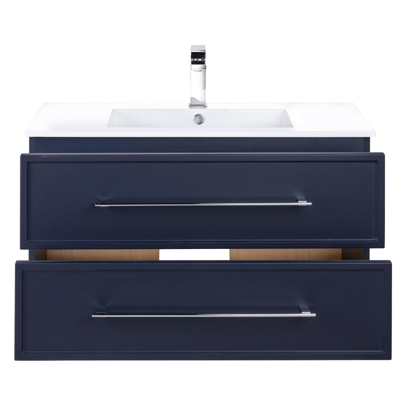 Cutler FV BLUE30MS Milano 30" Single Sink Wall Mount Cultured Marble Top Shaker Vanity - Blue