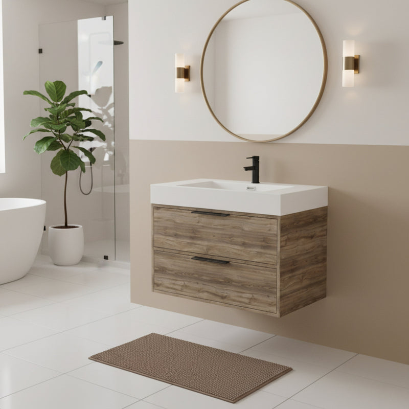 Cutler FV CHIFFON30 Savoy 30" Single Sink Wall Mounted Cultured Marble Top Bathroom Vanity - Chiffon