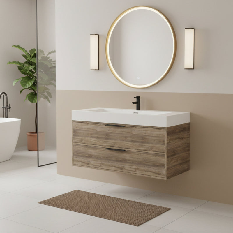 Cutler FV CHIFFON42 Savoy 42" Single Sink Wall Mounted Cultured Marble Top Bathroom Vanity - Chiffon