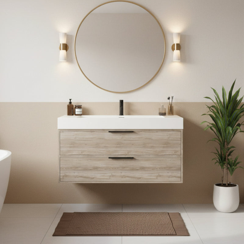 Cutler FV SILK42 Savoy 42" Single Sink Wall Mounted Cultured Marble Top Bathroom Vanity - Silk