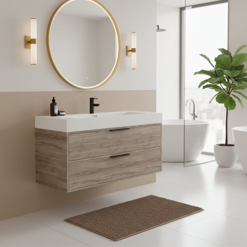 Cutler FV SILK42 Savoy 42" Single Sink Wall Mounted Cultured Marble Top Bathroom Vanity - Silk