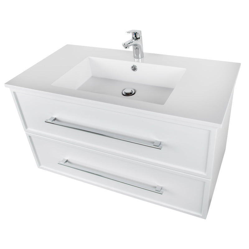 Cutler FV WHITE30MS Milano 30" Single Sink Wall Mount Cultured Marble Top Shaker Vanity - White