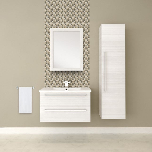 Cutler FV W/CHOCOLATE30 Silhouette 30" Single Sink Wall Mount Cultured Marble Top Bathroom Vanity - White Chocolate