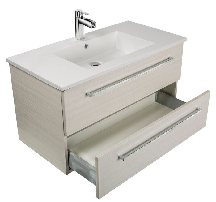 Cutler FV W/CHOCOLATE30 Silhouette 30" Single Sink Wall Mount Cultured Marble Top Bathroom Vanity - White Chocolate