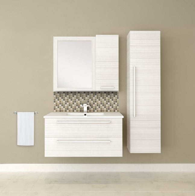 Cutler FV W/CHOCOLATE36 Silhouette 36" Single Sink Wall Mount Cultured Marble Top Bathroom Vanity - White Chocolate