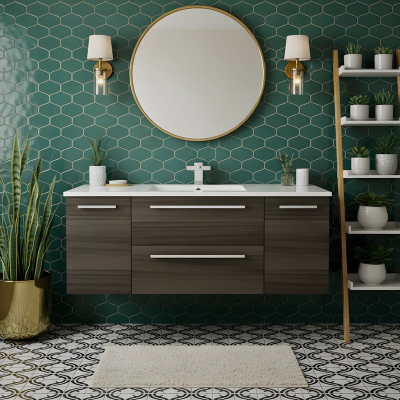 Cutler FV ZAMBUKKA48 Silhouette 48" Single Sink Wall Mount Cultured Marble Top Bathroom Vanity - Zambukka