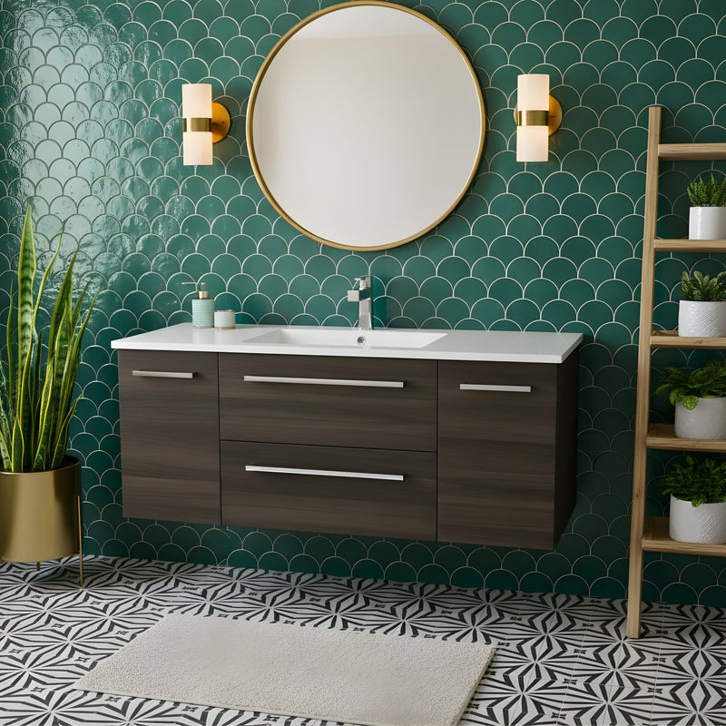 Cutler FV ZAMBUKKA48 Silhouette 48" Single Sink Wall Mount Cultured Marble Top Bathroom Vanity - Zambukka