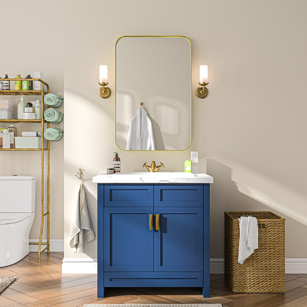 Long Aluminum Framed Rectangular Bathroom Mirror Decoration