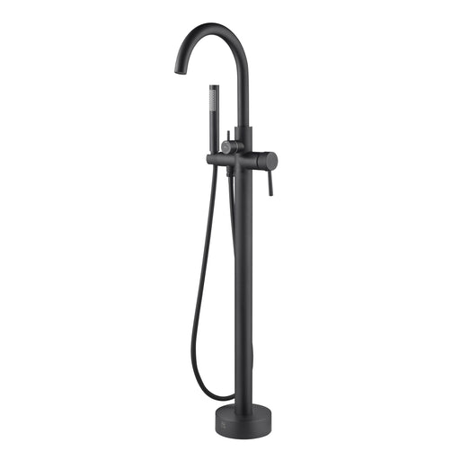 PULSE ShowerSpas 3021-FSTF-MB Highflow Freestanding Tub Filler with Swivel Spout and Handshower in Matte Black
