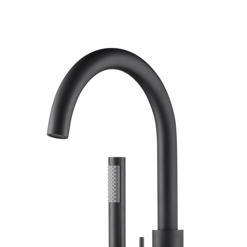 PULSE ShowerSpas 3021-FSTF-MB Highflow Freestanding Tub Filler with Swivel Spout and Handshower in Matte Black - view 2
