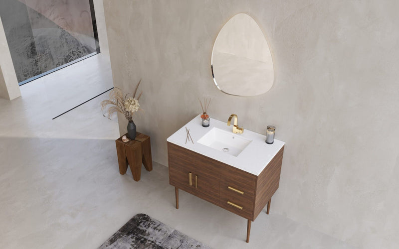 Cutler MID-CNT-36 Garland 36" Single Sink Free Standing Quartz Top Bathroom Vanity