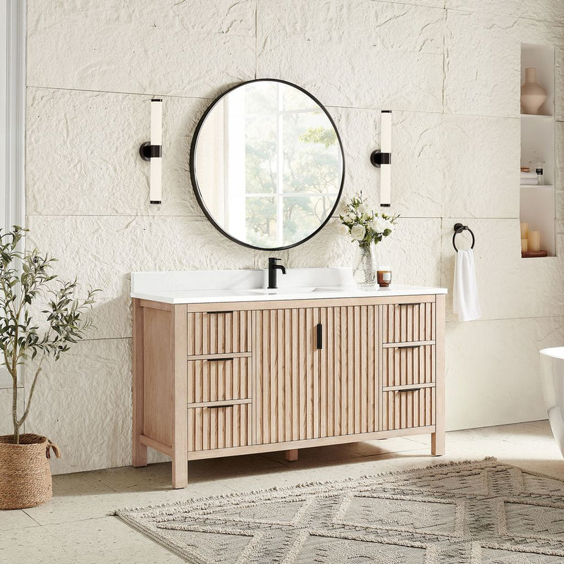 Vinnova 704260-AN-GW Shenzhen 60" Single Sink Bath Vanity in Aged Natural Oak