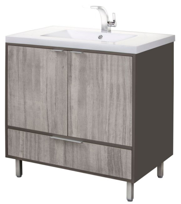 Cutler LCSHF36 London 36" Single Sink Free Standing Cultured Marble Top Bathroom Vanity - Gray