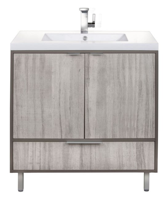 Cutler LCSHF36 London 36" Single Sink Free Standing Cultured Marble Top Bathroom Vanity - Gray