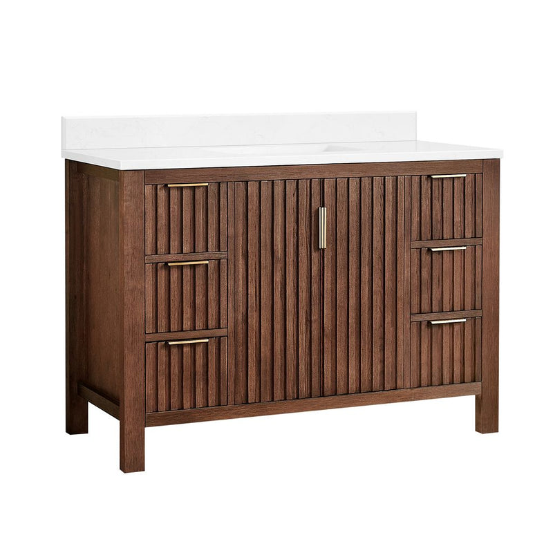 Vinnova 704248-AD-GW Shenzhen 48" Single Sink Bath Vanity in Aged Dark Brown Oak