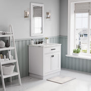 HA30CW03PW - Hartford 30 In. Single Sink Pre-Assembled Transitional Style Bathroom Vanity With 1" Carrara White Marble Top