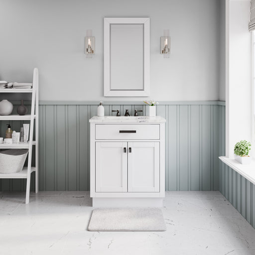 HA30CW03PW - Hartford 30 In. Single Sink Pre-Assembled Transitional Style Bathroom Vanity With 1" Carrara White Marble Top