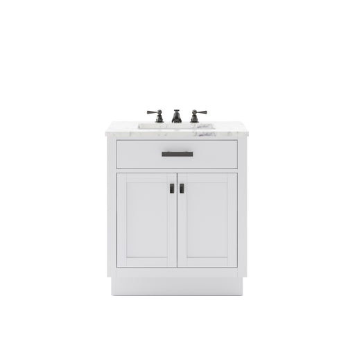 HA30CW03PW - Hartford 30 In. Single Sink Pre-Assembled Transitional Style Bathroom Vanity With 1" Carrara White Marble Top