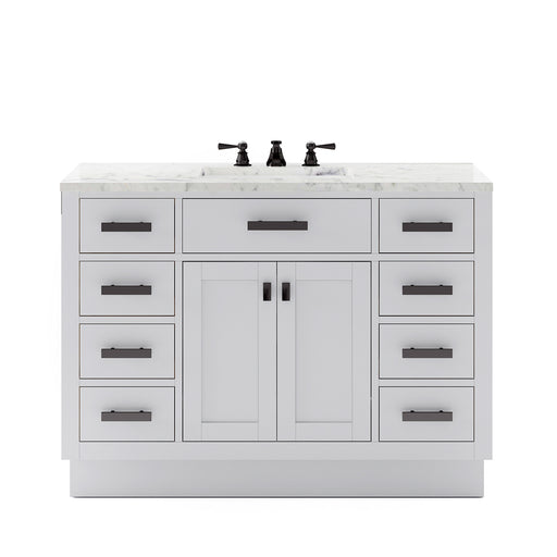 HA48CW03PW - Hartford 48 In. Single Sink Pre-Assembled Transitional Style Bathroom Vanity With 1" Carrara White Marble Top