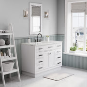 HA48CW03PW - Hartford 48 In. Single Sink Pre-Assembled Transitional Style Bathroom Vanity With 1" Carrara White Marble Top