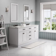 HA72CW03PW - Hartford 72 In. Double Sink Pre-Assembled Transitional Style Bathroom Vanity With 1" Carrara White Marble Top