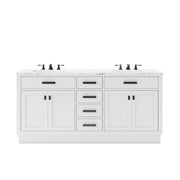 HA72CW03PW - Hartford 72 In. Double Sink Pre-Assembled Transitional Style Bathroom Vanity With 1" Carrara White Marble Top