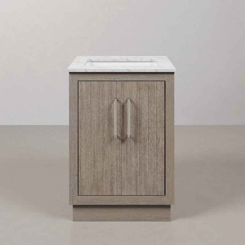 Water Creation HU24CW - Hugo 24 In. Single Sink Pre-Assembled Mid-Century Style Bathroom Vanity With 1" Carrara White Marble Top