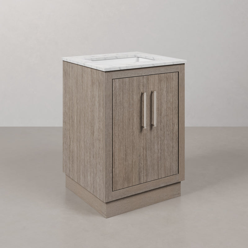 Water Creation HU24CW - Hugo 24 In. Single Sink Pre-Assembled Mid-Century Style Bathroom Vanity With 1" Carrara White Marble Top