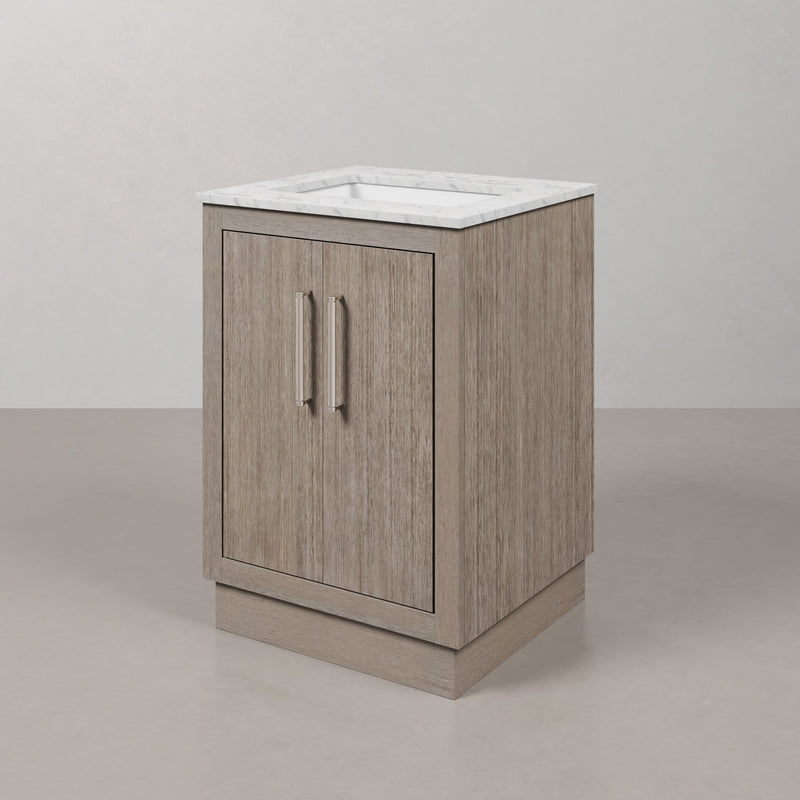 Water Creation HU24CW - Hugo 24 In. Single Sink Pre-Assembled Mid-Century Style Bathroom Vanity With 1" Carrara White Marble Top