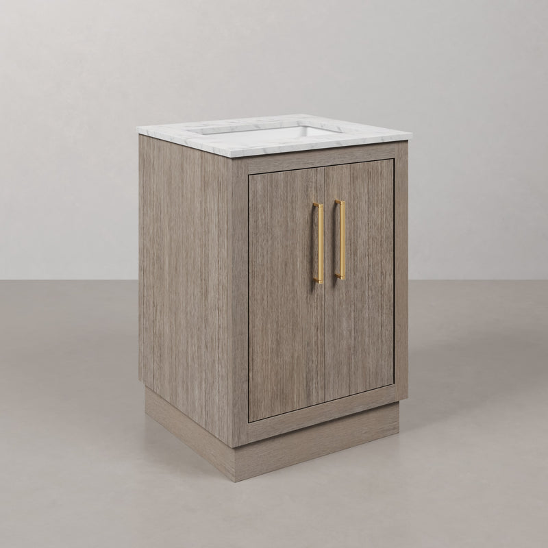 Water Creation HU24CW - Hugo 24 In. Single Sink Pre-Assembled Mid-Century Style Bathroom Vanity With 1" Carrara White Marble Top