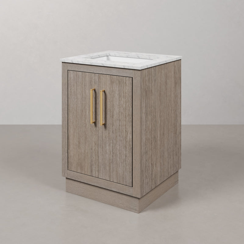 Water Creation HU24CW - Hugo 24 In. Single Sink Pre-Assembled Mid-Century Style Bathroom Vanity With 1" Carrara White Marble Top