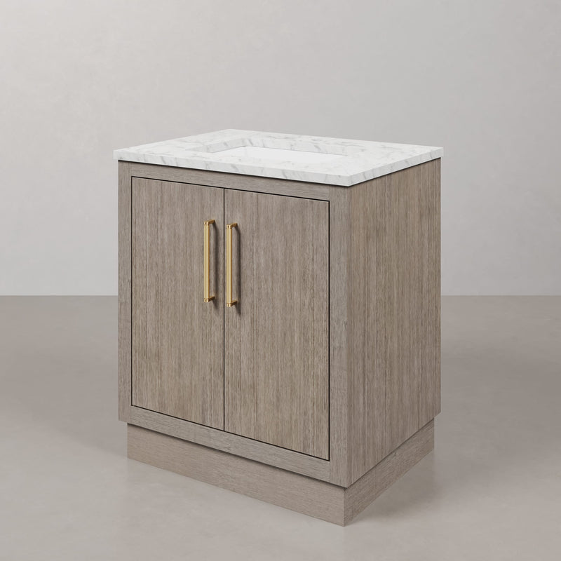 Water Creation HU30CW - Hugo 30 In. Single Sink Pre-Assembled Mid-Century Style Bathroom Vanity With 1" Carrara White Marble Top
