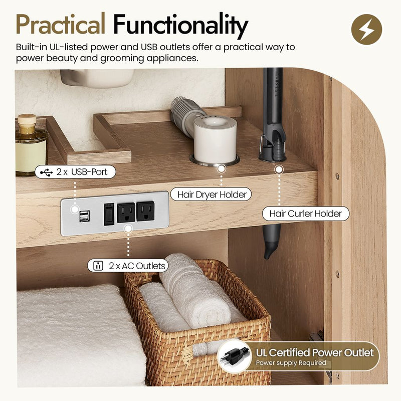 Vinnova 704260-AN-GW Shenzhen 60" Single Sink Bath Vanity in Aged Natural Oak