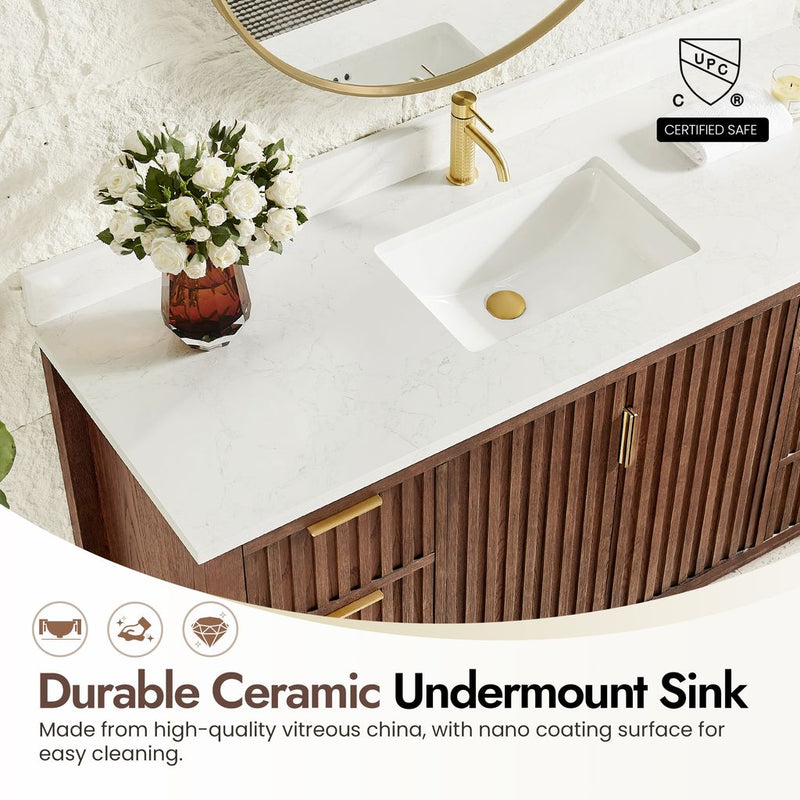Vinnova 704260-AD-GW Shenzhen 60" Single Sink Bath Vanity in Aged Dark Brown Oak