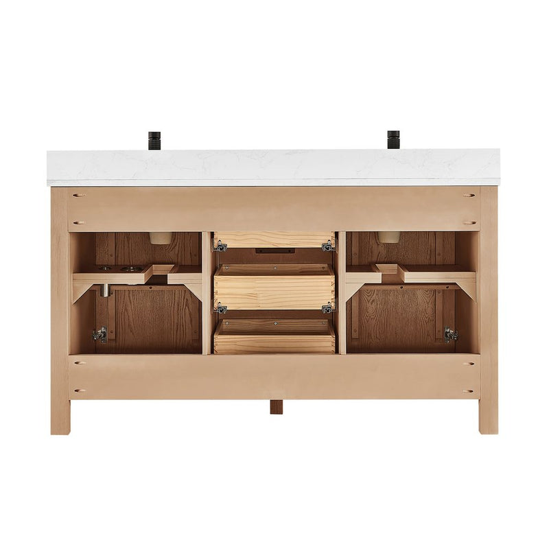Vinnova 704260M-AN-GW Shenzhen 60M" Double Sink Bath Vanity in Aged Natural Oak