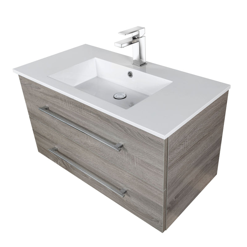 Cutler FV DORATO36 Kato 36" Single Sink Wall Mounted Cultured Marble Top Bathroom Vanity - Dorato