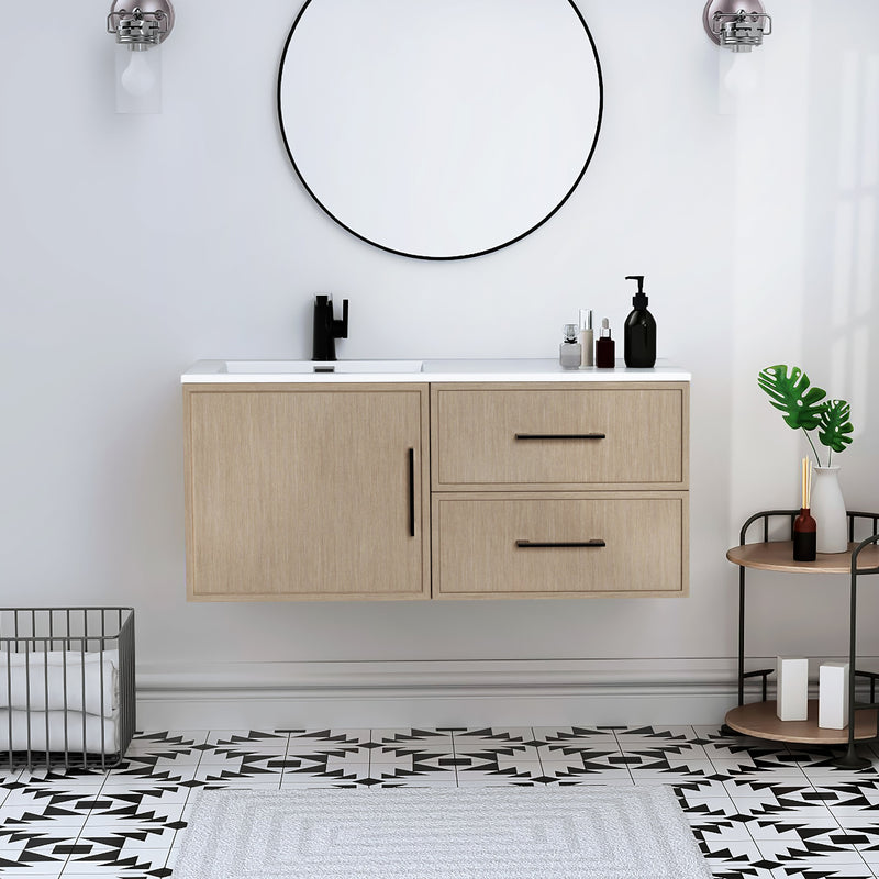 Cutler FV RAZ FLAVIA42 Razza 42" Single Sink Wall Mounted Cultured Marble Top Bathroom Vanity - Flavia