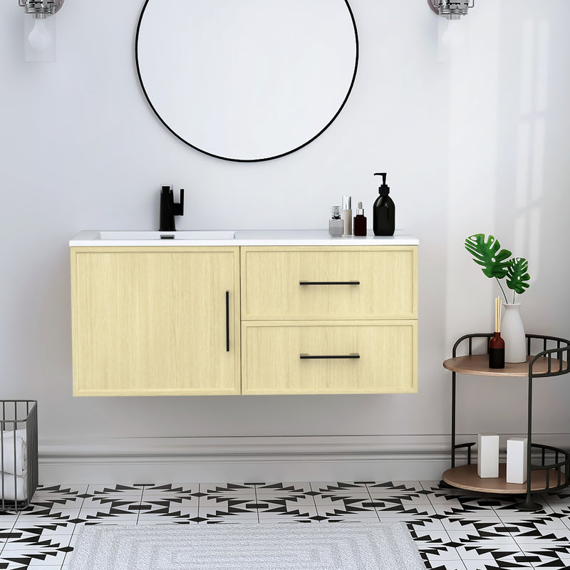 Cutler FV RAZ LAGO42 Razza 42" Single Sink Wall Mounted Cultured Marble Top Bathroom Vanity - Lago