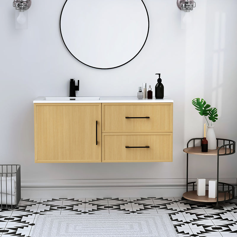 Cutler FV RAZ NATURA42 Razza 42" Single Sink Wall Mounted Cultured Marble Top Bathroom Vanity - Natura