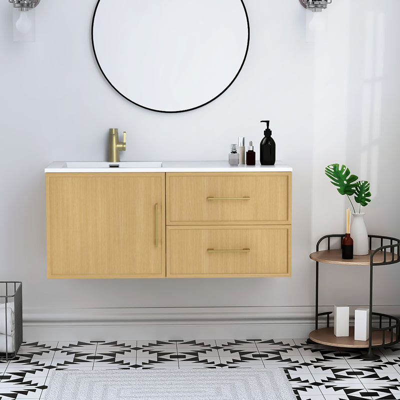 Cutler FV RAZ NATURA42 Razza 42" Single Sink Wall Mounted Cultured Marble Top Bathroom Vanity - Natura
