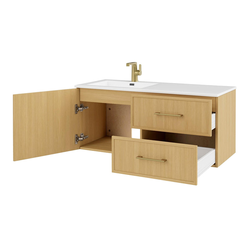 Cutler FV RAZ NATURA42 Razza 42" Single Sink Wall Mounted Cultured Marble Top Bathroom Vanity - Natura
