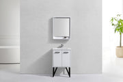 Kube Bath KB24GW Bosco 24" High Gloss White Single Sink Bathroom Vanity with White Quartz Top - view 5