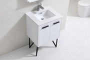 Kube Bath KB24GW Bosco 24" High Gloss White Single Sink Bathroom Vanity with White Quartz Top - view 4