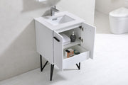 Kube Bath KB24GW Bosco 24" High Gloss White Single Sink Bathroom Vanity with White Quartz Top - view 3