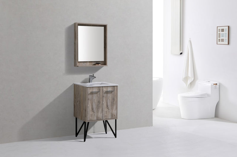 Kube Bath KB24NW Bosco 24" Nature Wood Single Sink Bathroom Vanity with White Quartz Top - view 3