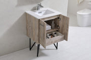 Kube Bath KB24NW Bosco 24" Nature Wood Single Sink Bathroom Vanity with White Quartz Top - view 5