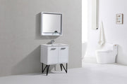 Kube Bath KB30GW Bosco 30" High Gloss White Single Sink Bathroom Vanity with White Quartz Top - view 2