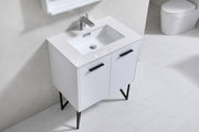 Kube Bath KB30GW Bosco 30" High Gloss White Single Sink Bathroom Vanity with White Quartz Top - view 4