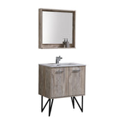 Kube Bath KB30NW Bosco 30" Nature Wood Single Sink Bathroom Vanity with White Quartz Top